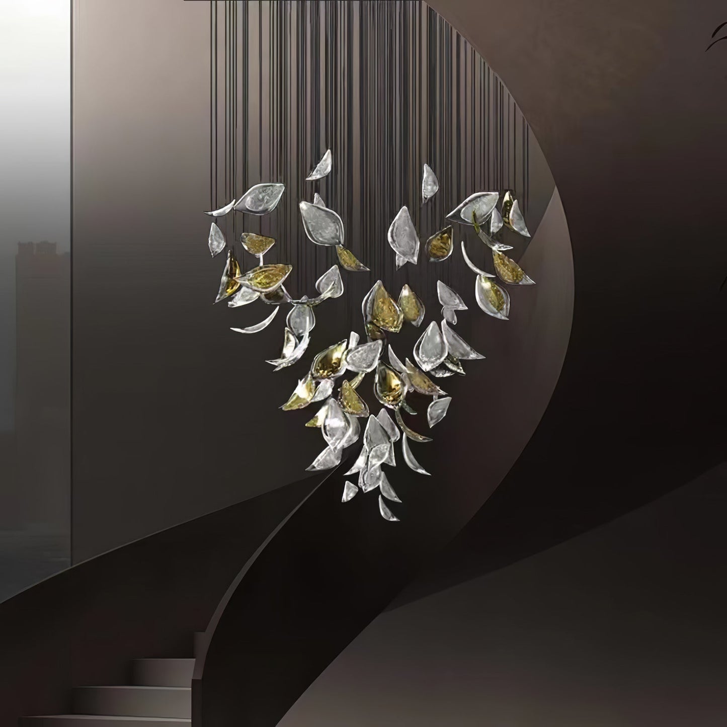 Elegant Floating Leaves Chandelier - Adjustable Brightness & Modern De