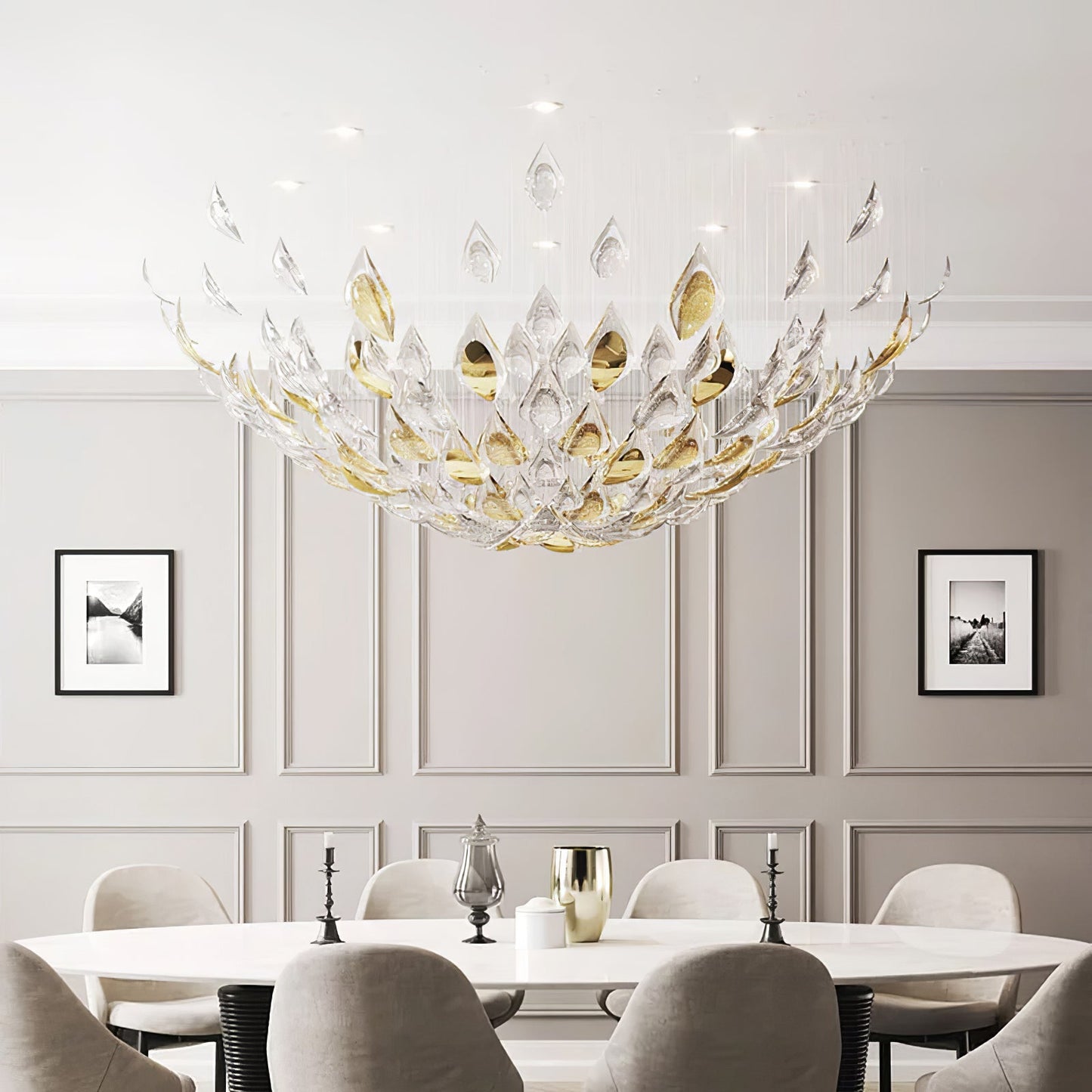 Elegant Floating Leaves Chandelier - Adjustable Brightness & Modern De