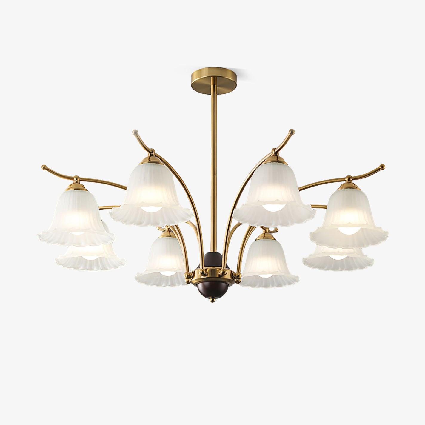 Flora Brass Alabaster Chandelier - Elegant Design with Adjustable Heig