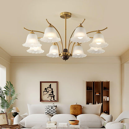 Flora Brass Alabaster Chandelier - Elegant Design with Adjustable Heig