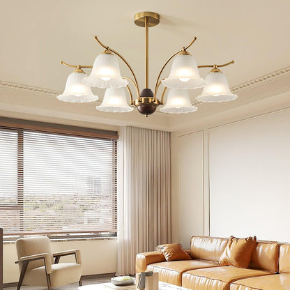 Flora Brass Alabaster Chandelier - Elegant Design with Adjustable Heig