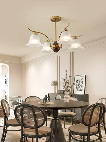 Flora Brass Alabaster Chandelier - Elegant Design with Adjustable Heig