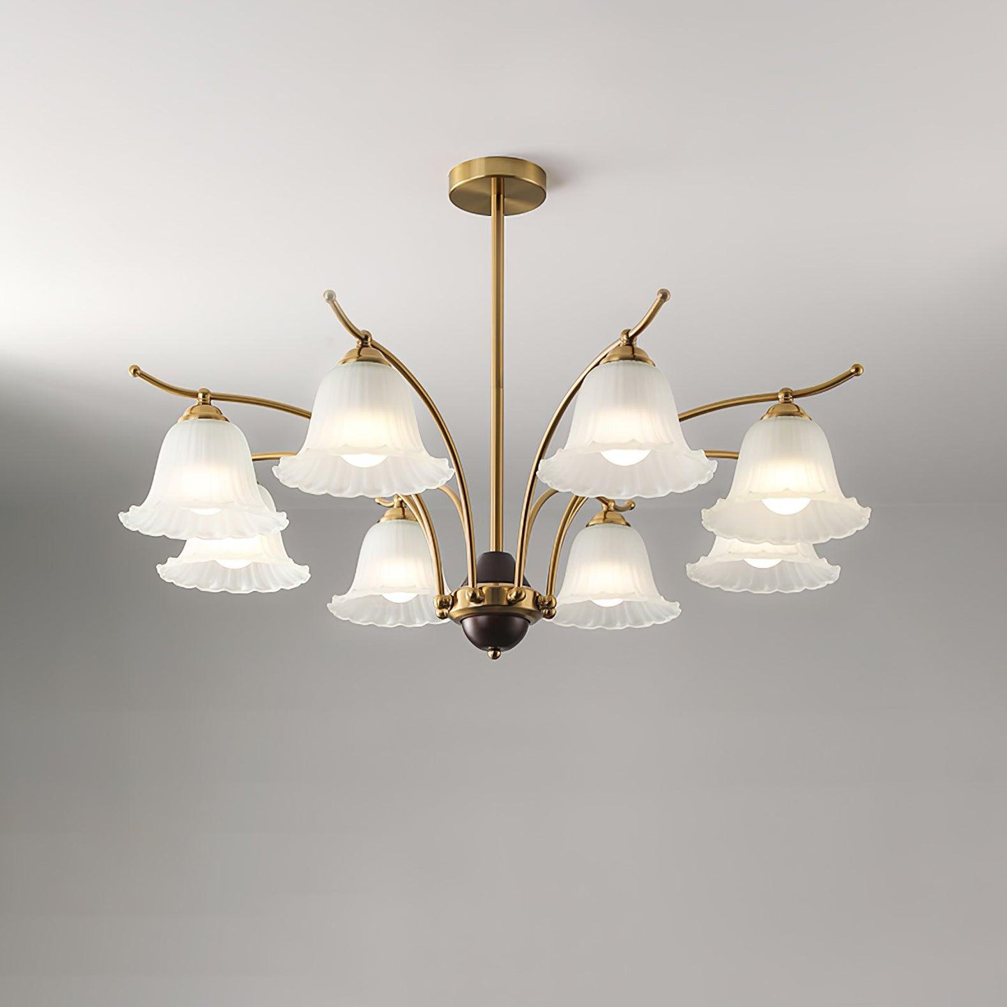 Flora Brass Alabaster Chandelier - Elegant Design with Adjustable Heig