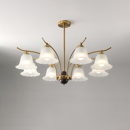 Flora Brass Alabaster Chandelier - Elegant Design with Adjustable Heig