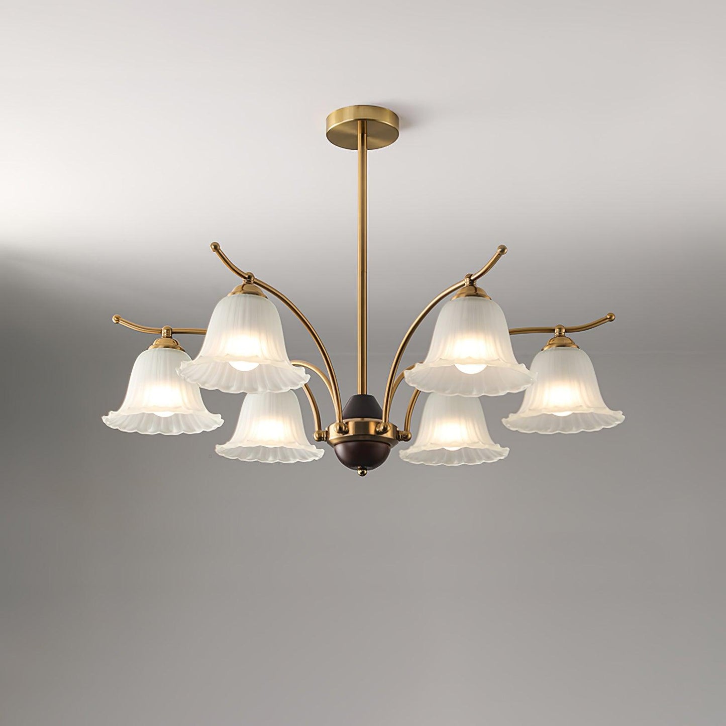 Flora Brass Alabaster Chandelier - Elegant Design with Adjustable Heig
