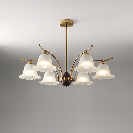 Flora Brass Alabaster Chandelier - Elegant Design with Adjustable Heig