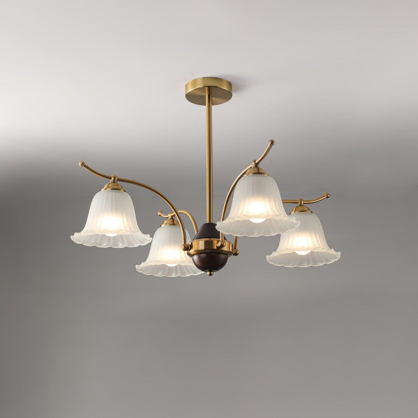 Flora Brass Alabaster Chandelier - Elegant Design with Adjustable Heig