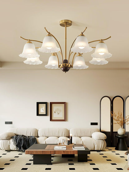Flora Brass Alabaster Chandelier - Elegant Design with Adjustable Heig