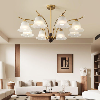 Flora Brass Alabaster Chandelier - Elegant Design with Adjustable Heig