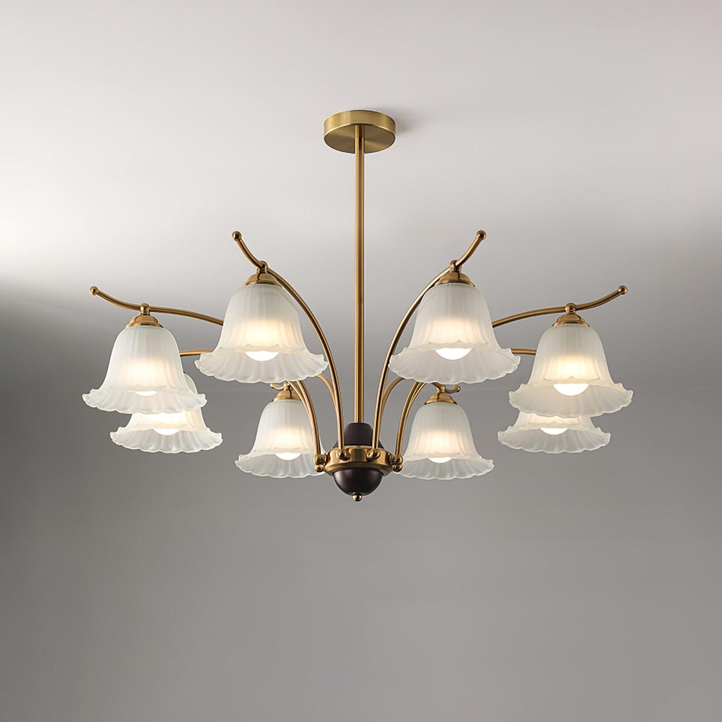 Flora Brass Alabaster Chandelier - Elegant Design with Adjustable Heig