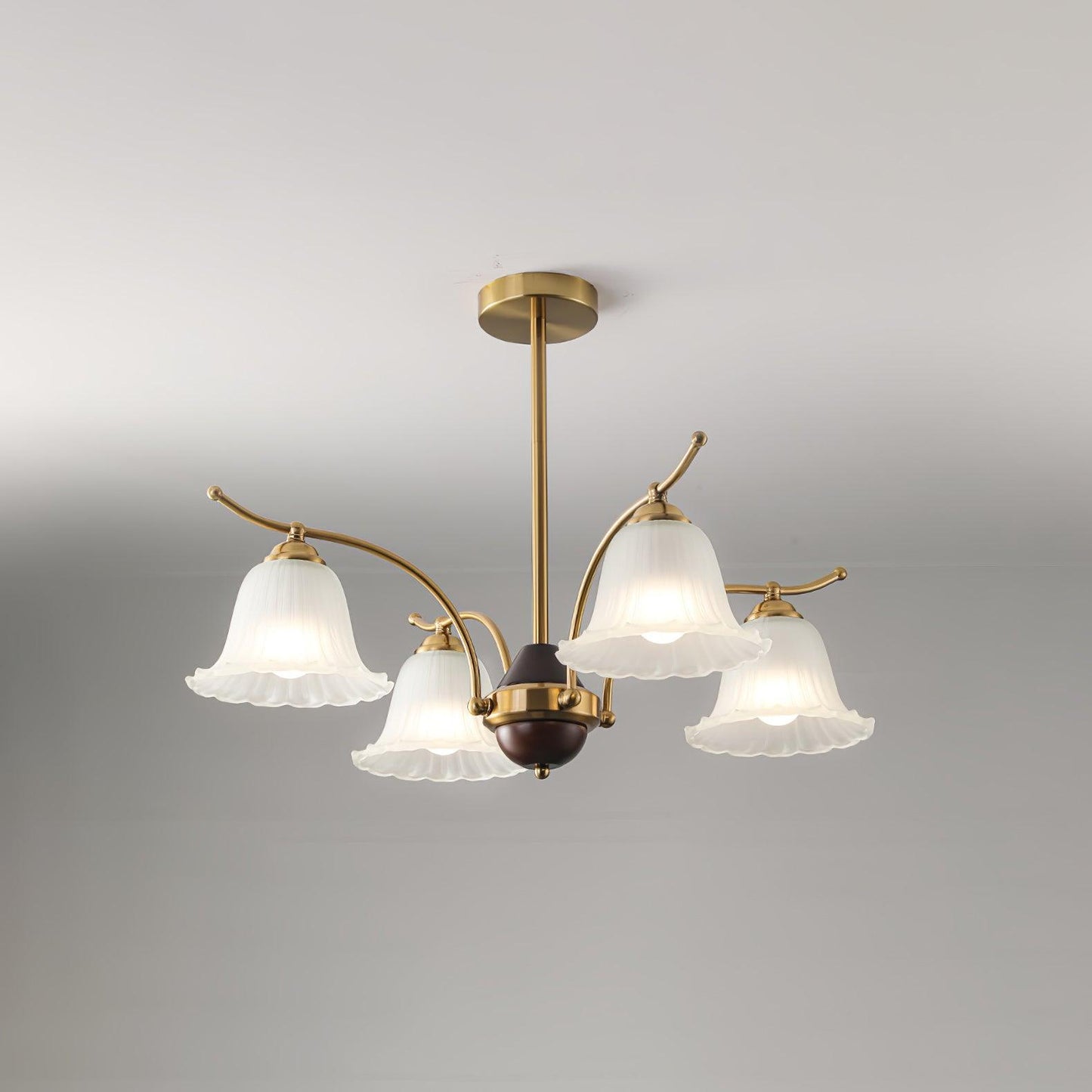 Flora Brass Alabaster Chandelier - Elegant Design with Adjustable Heig