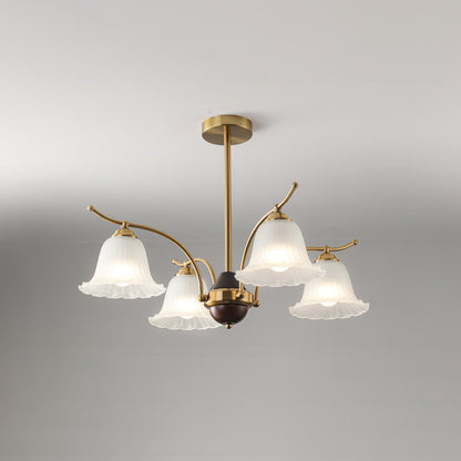 Flora Brass Alabaster Chandelier - Elegant Design with Adjustable Heig