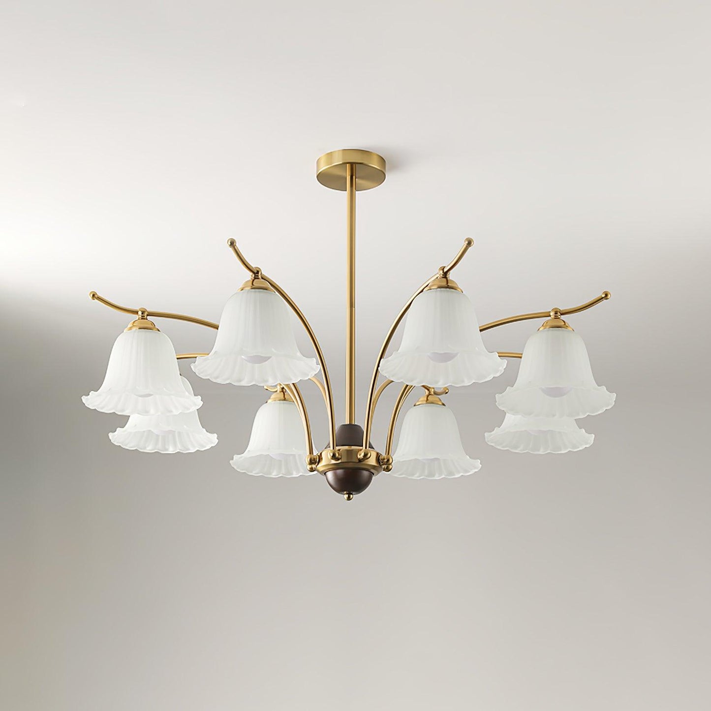 Flora Brass Alabaster Chandelier - Elegant Design with Adjustable Heig