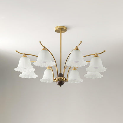 Flora Brass Alabaster Chandelier - Elegant Design with Adjustable Heig