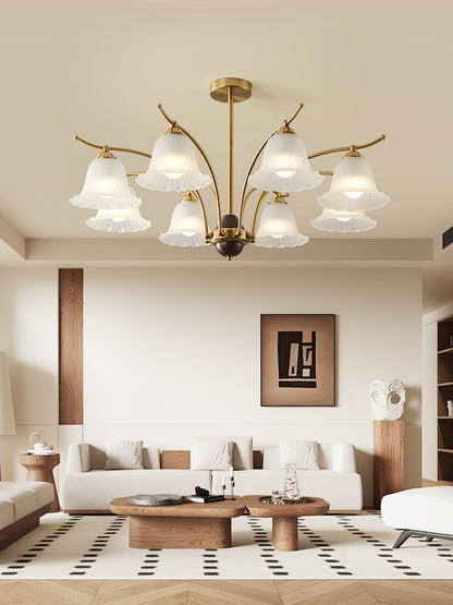 Flora Brass Alabaster Chandelier - Elegant Design with Adjustable Heig