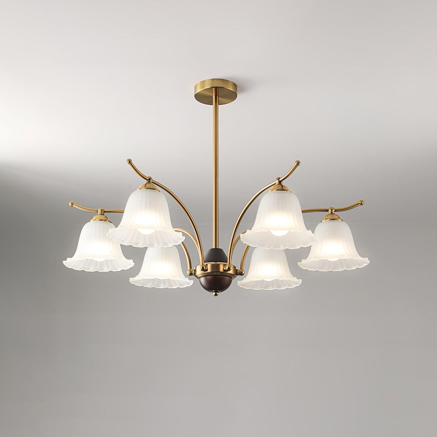 Flora Brass Alabaster Chandelier - Elegant Design with Adjustable Heig