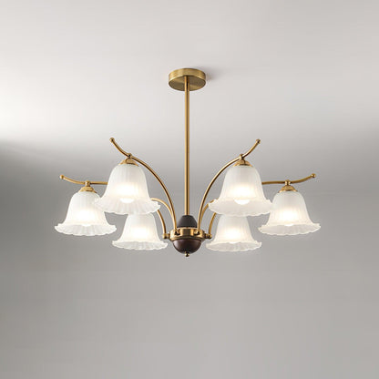 Flora Brass Alabaster Chandelier - Elegant Design with Adjustable Heig