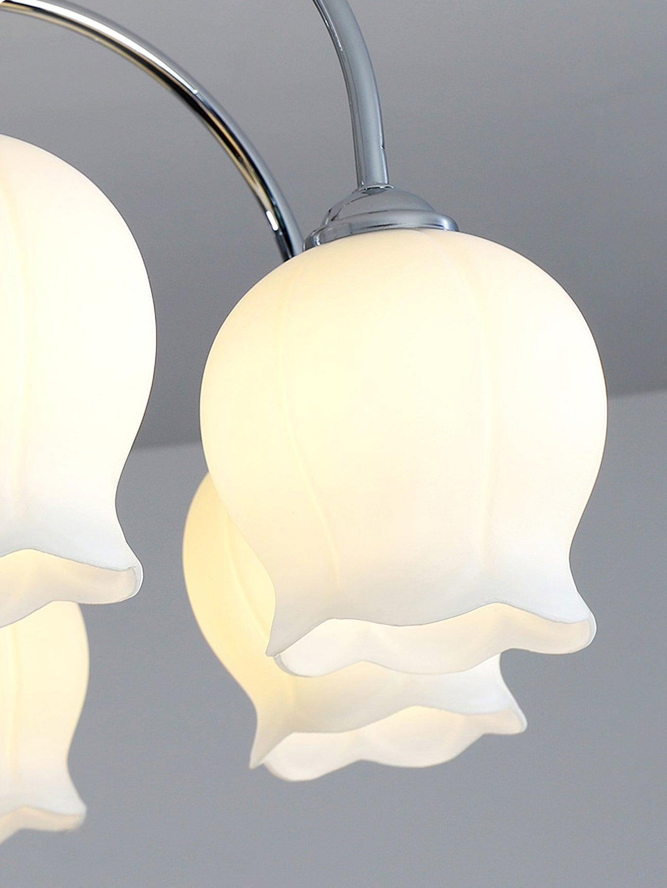 Elegant Floral Glass Chandelier - Adjustable Height, Dimmable Lighting