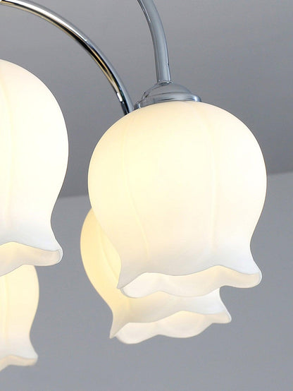 Elegant Floral Glass Chandelier - Adjustable Height, Dimmable Lighting