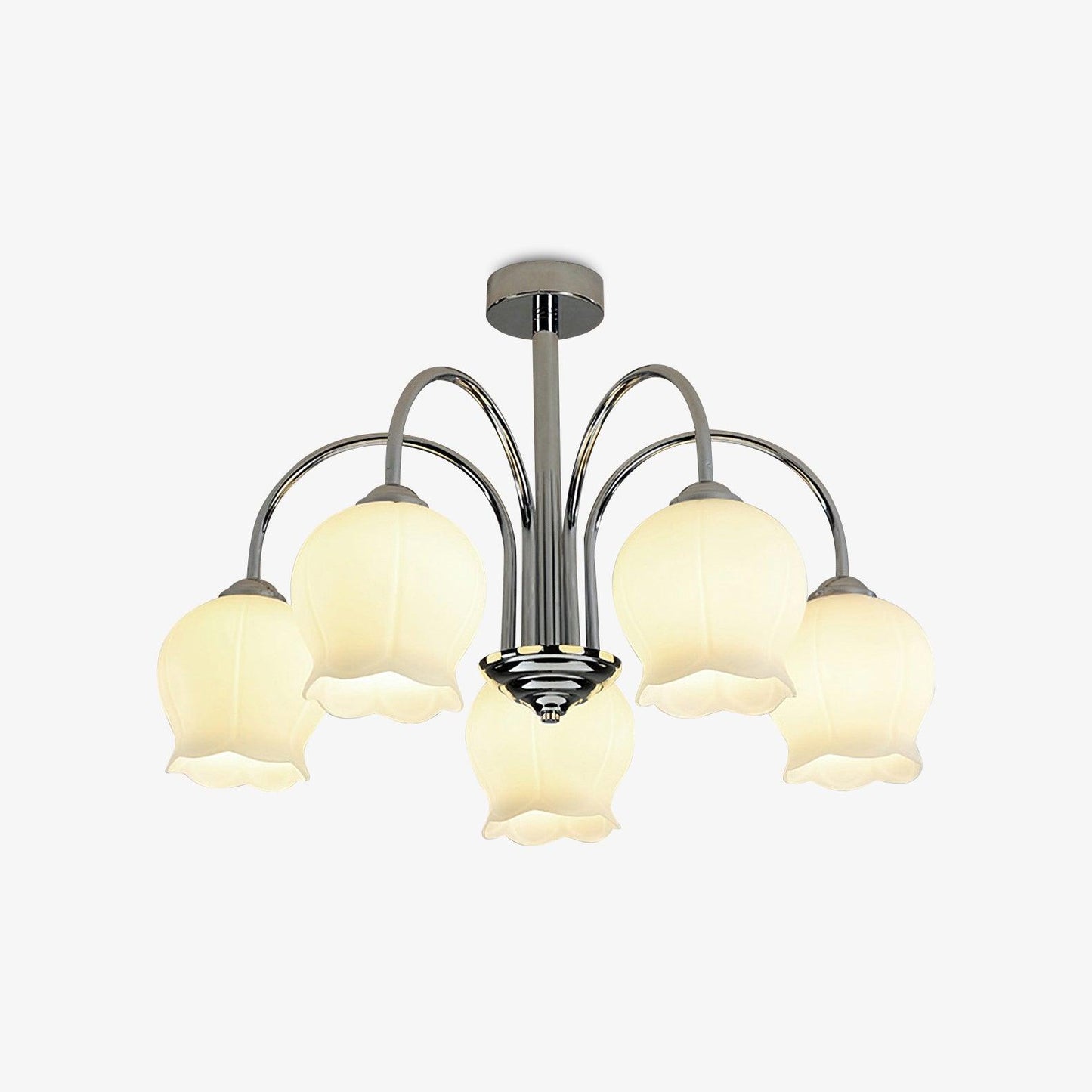 Elegant Floral Glass Chandelier - Adjustable Height, Dimmable Lighting