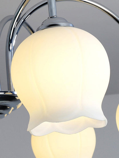 Elegant Floral Glass Chandelier - Adjustable Height, Dimmable Lighting