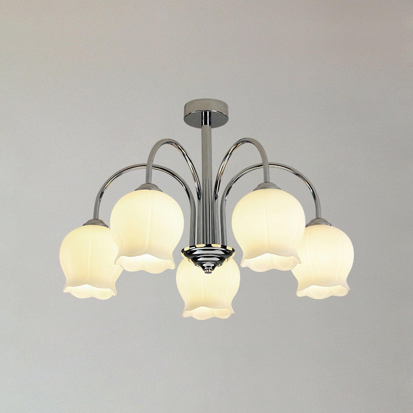 Elegant Floral Glass Chandelier - Adjustable Height, Dimmable Lighting