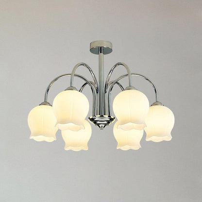Elegant Floral Glass Chandelier - Adjustable Height, Dimmable Lighting