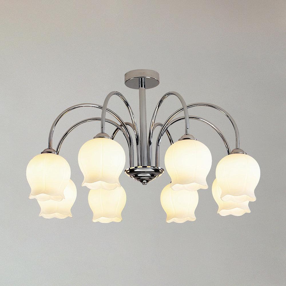 Elegant Floral Glass Chandelier - Adjustable Height, Dimmable Lighting