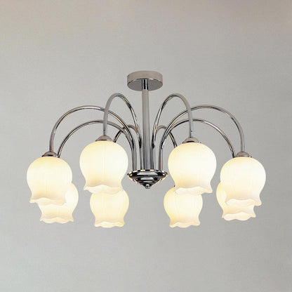 Elegant Floral Glass Chandelier - Adjustable Height, Dimmable Lighting