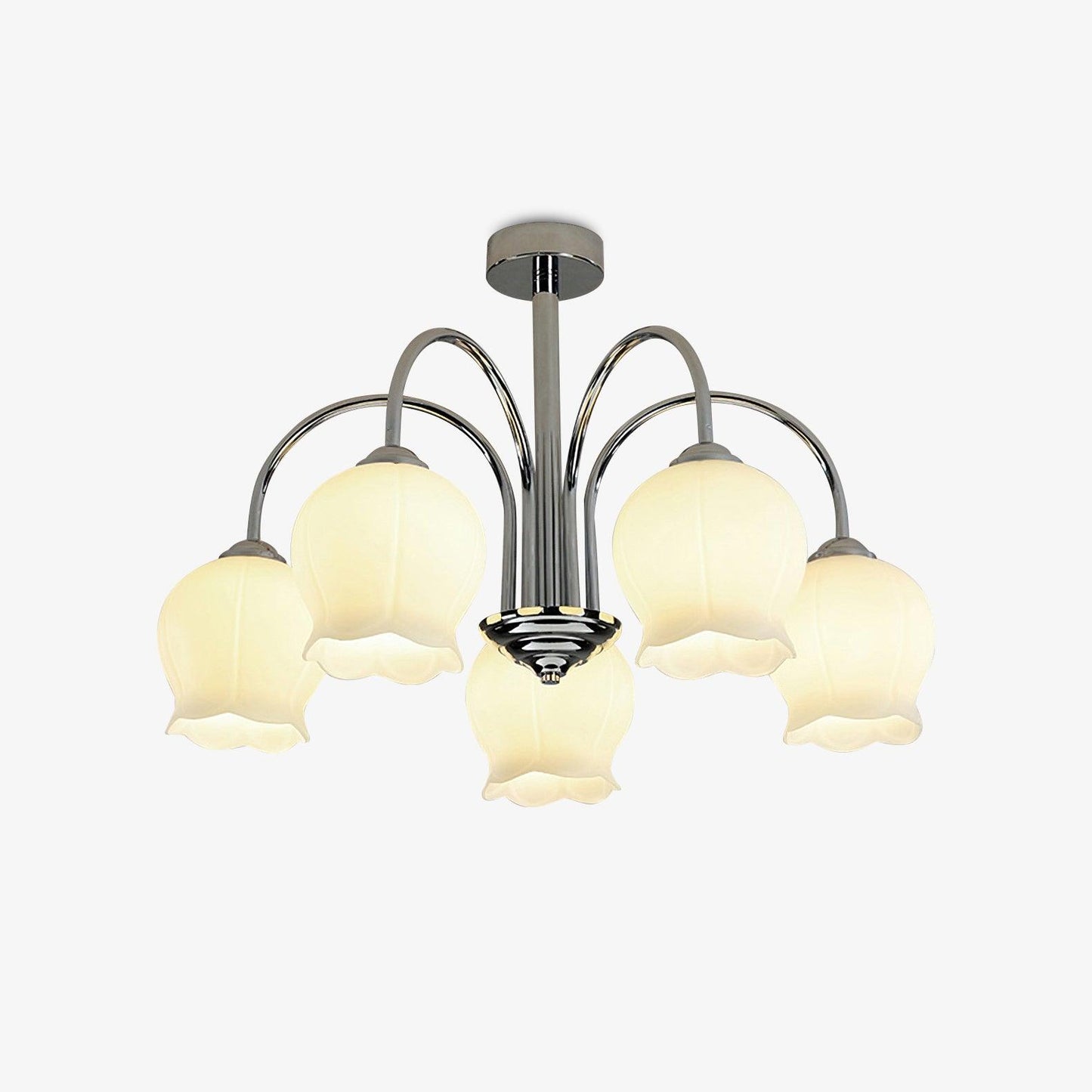 Elegant Floral Glass Chandelier - Adjustable Height, Dimmable Lighting