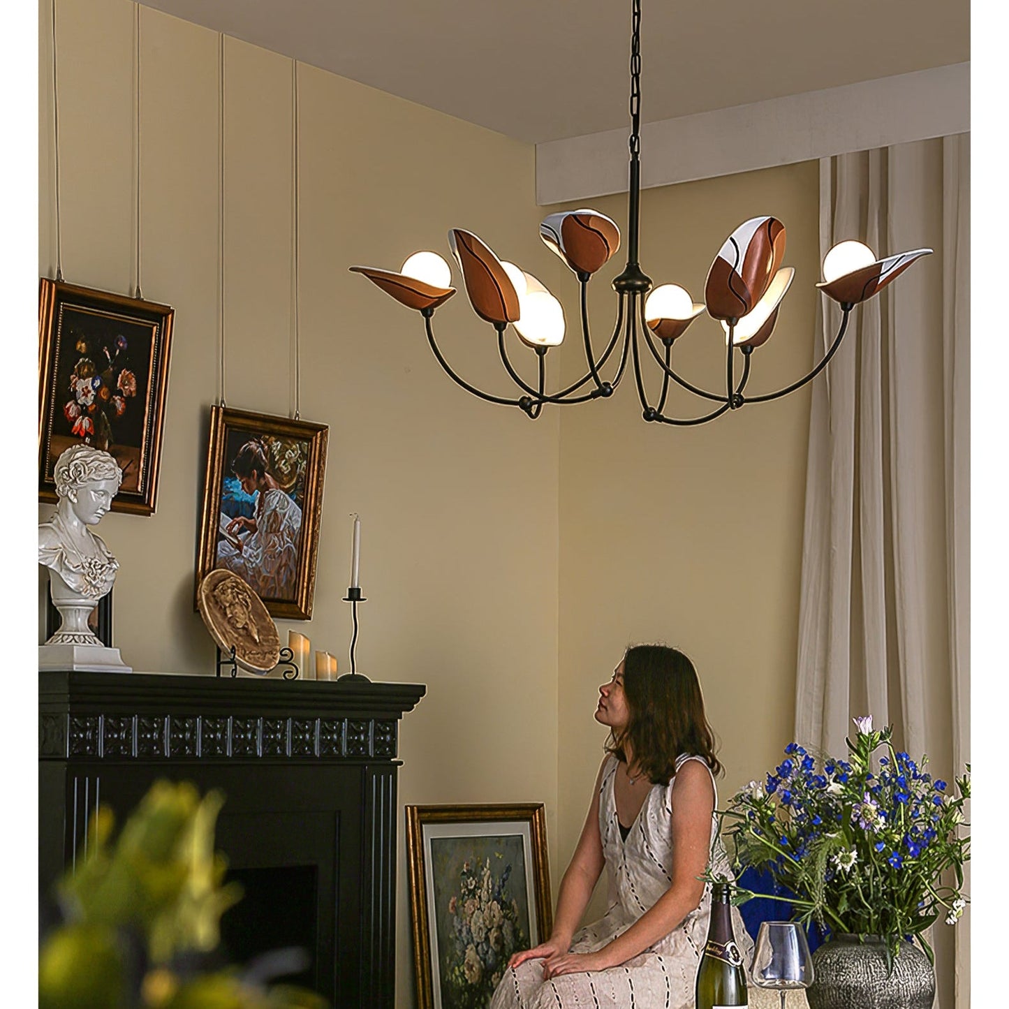 Florea Bloom Crystal Chandelier - Elegant Design & Adjustable Height