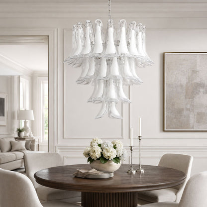 Florentine Lily Glass Chandelier - Elegant Design, Adjustable Height