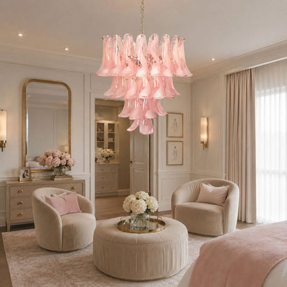 Florentine Lily Glass Chandelier - Elegant Design, Adjustable Height