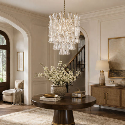 Florenzia Crystal Glass Chandelier - Elegant Design with Adjustable He