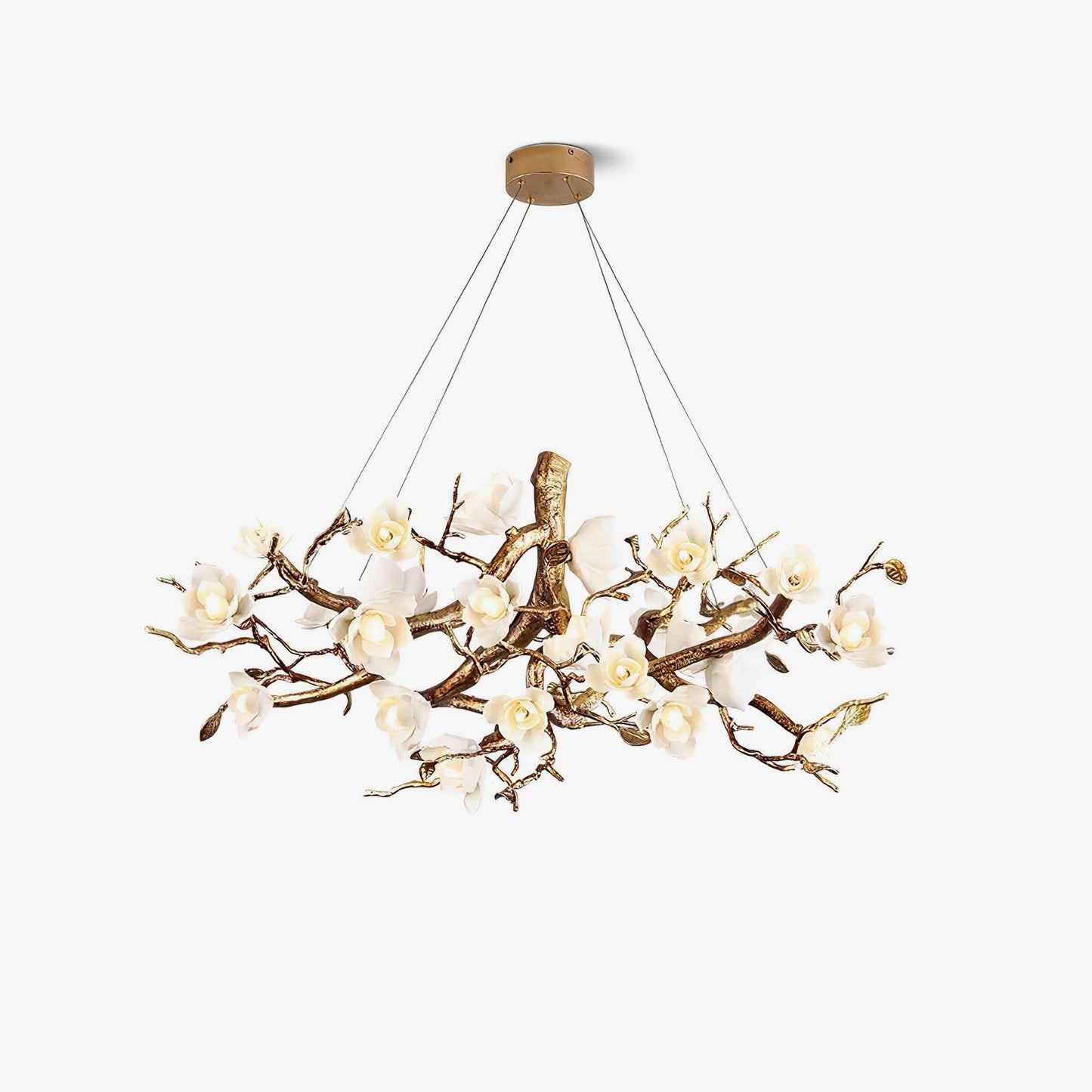 Elegant Brass Flower Bloom Chandelier with Adjustable Arms & LED Compa