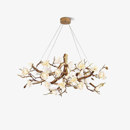 Elegant Brass Flower Bloom Chandelier with Adjustable Arms & LED Compa
