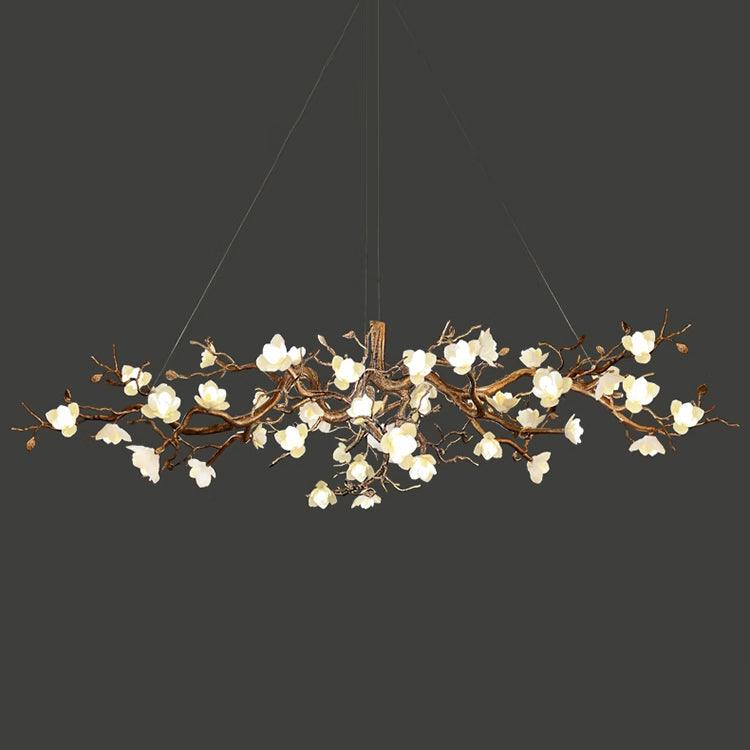 Elegant Brass Flower Bloom Chandelier with Adjustable Arms & LED Compa