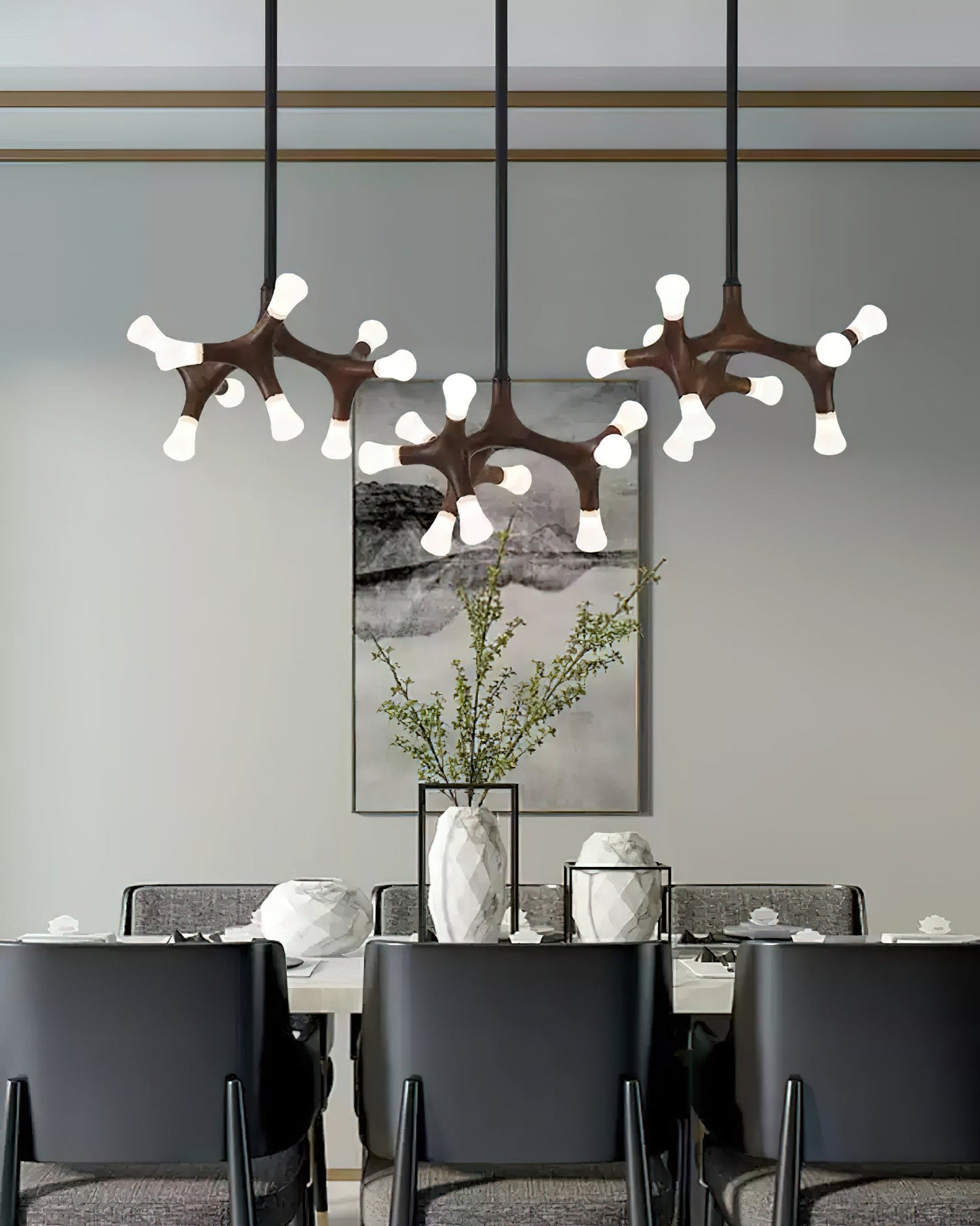 Elegant Flower Bone Chandelier - Adjustable Height, Soft Ambient Light