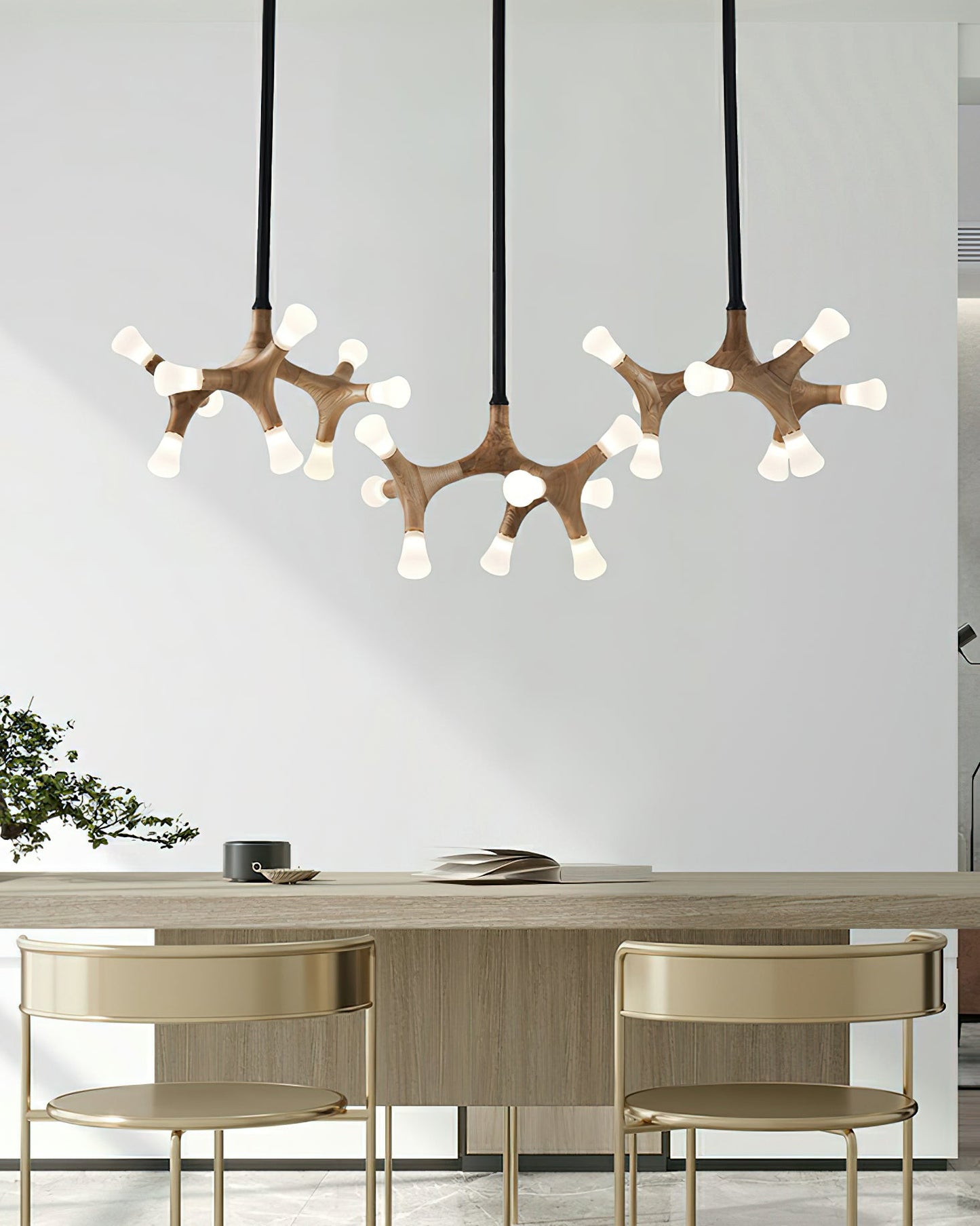 Elegant Flower Bone Chandelier - Adjustable Height, Soft Ambient Light