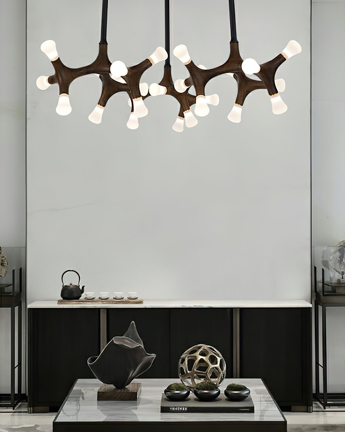 Elegant Flower Bone Chandelier - Adjustable Height, Soft Ambient Light