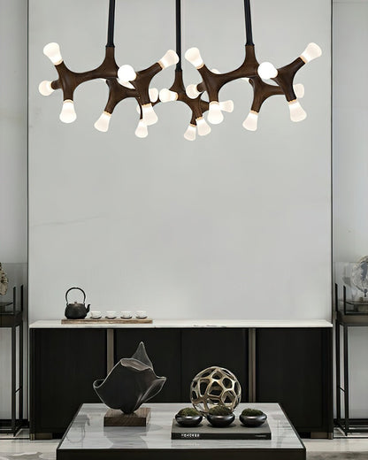 Elegant Flower Bone Chandelier - Adjustable Height, Soft Ambient Light