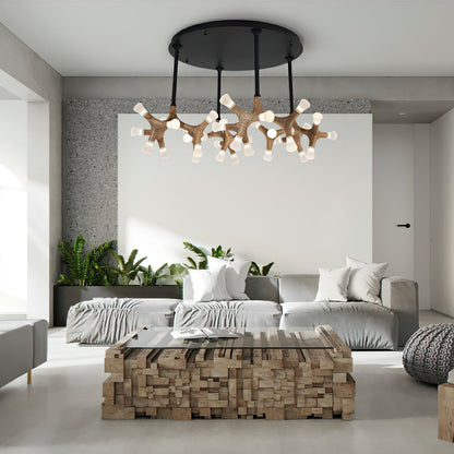 Elegant Flower Bone Chandelier - Adjustable Height, Soft Ambient Light
