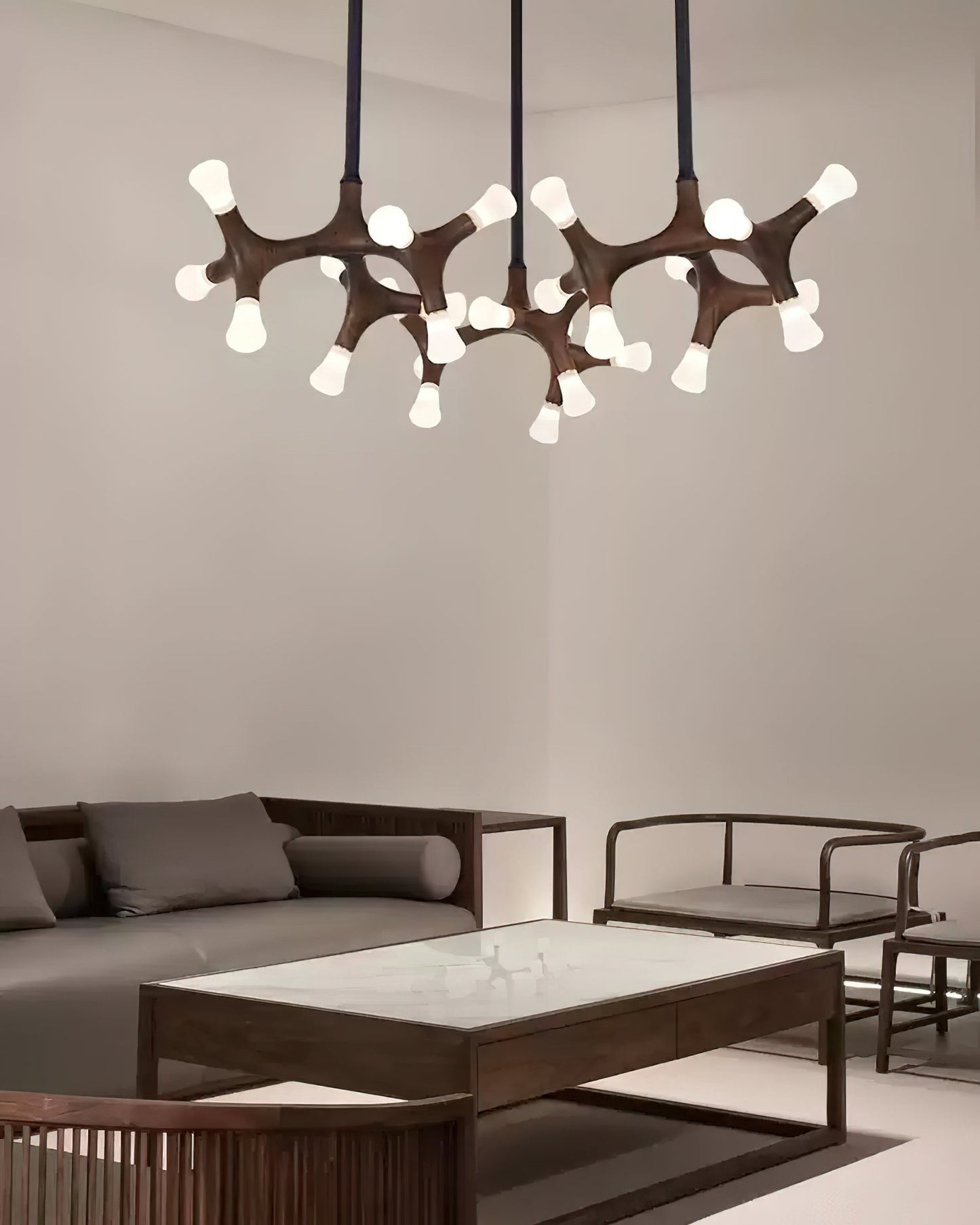 Elegant Flower Bone Chandelier - Adjustable Height, Soft Ambient Light