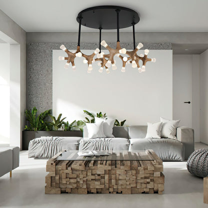 Elegant Flower Bone Chandelier - Adjustable Height, Soft Ambient Light