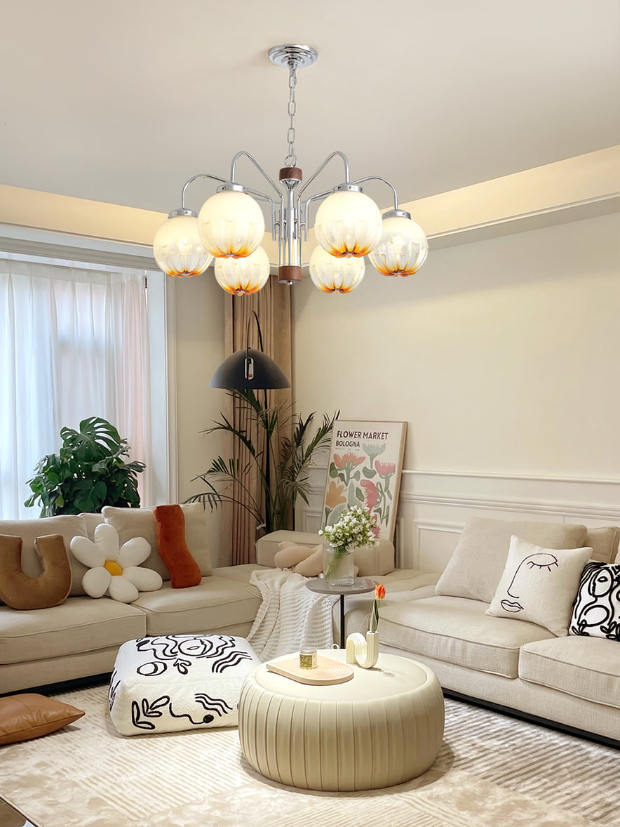Elegant Flower Bud Chandelier - Dimmable LED, Adjustable Height