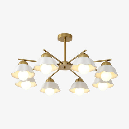 Elegant Flower Shade Chandelier with Adjustable Height and Soft Lighti