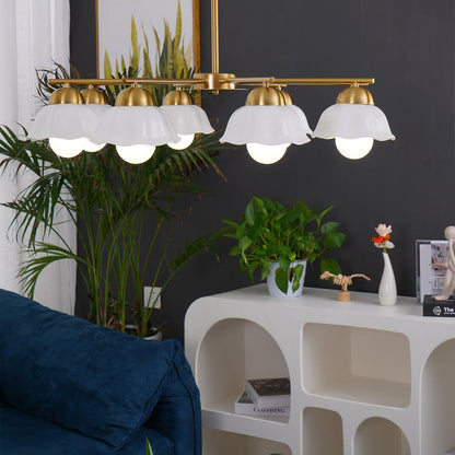 Elegant Flower Shade Chandelier with Adjustable Height and Soft Lighti