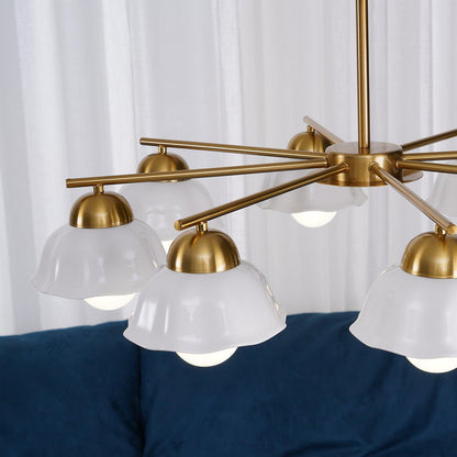 Elegant Flower Shade Chandelier with Adjustable Height and Soft Lighti