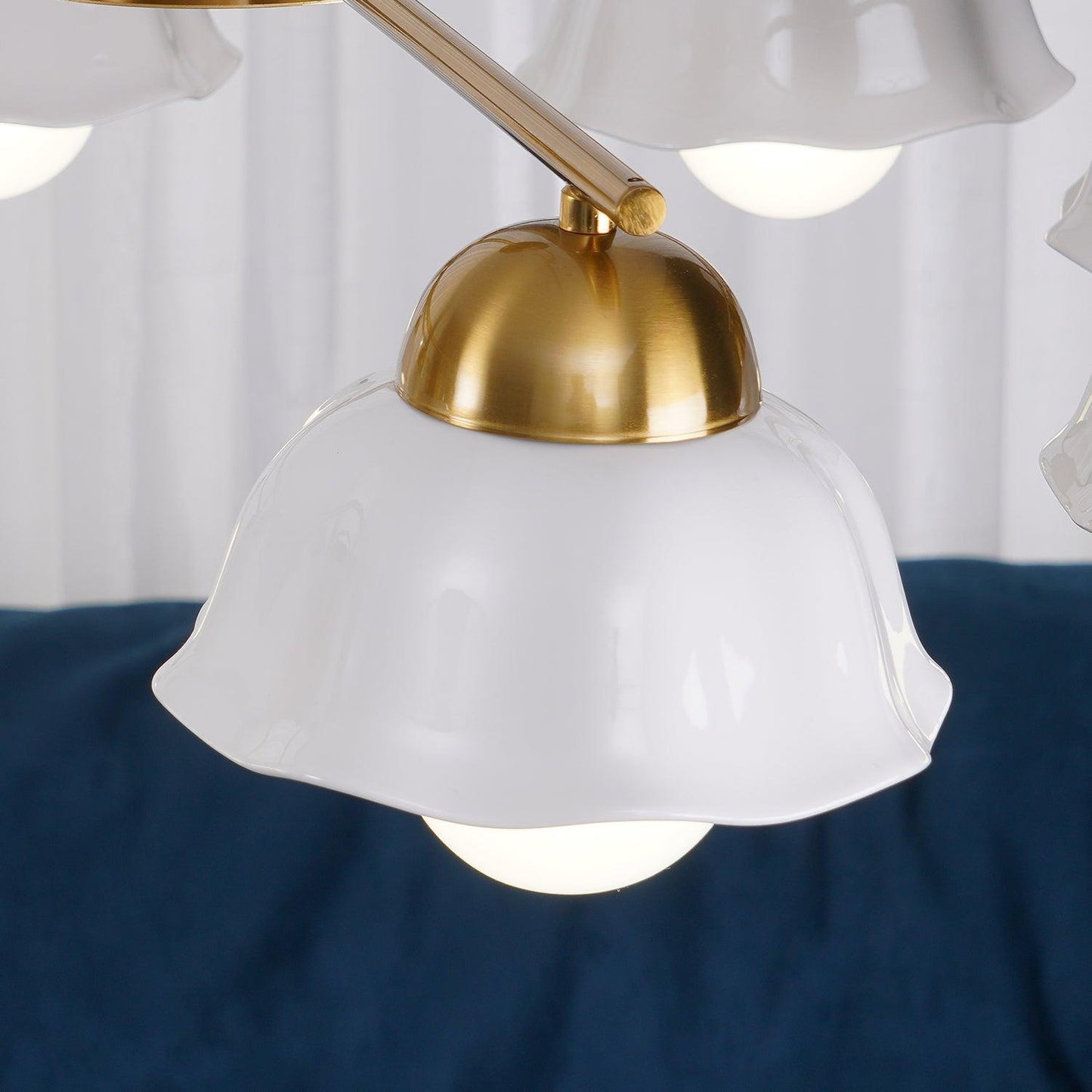 Elegant Flower Shade Chandelier with Adjustable Height and Soft Lighti