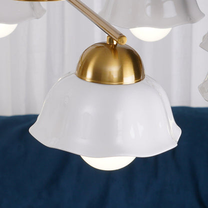Elegant Flower Shade Chandelier with Adjustable Height and Soft Lighti